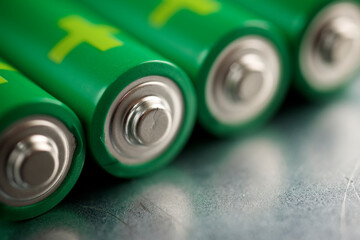 Close-up of batteries on table