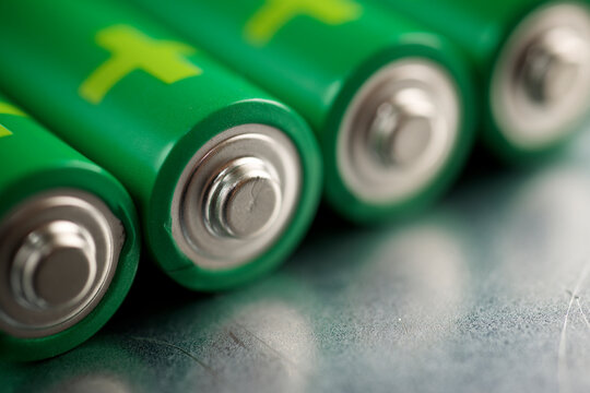 Close-up of batteries on table