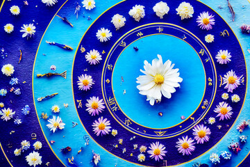 Zodiac and flower horoscope for divination and reading the stars.