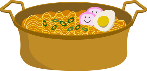 Illustration of famous Korean food collection, ramyeon