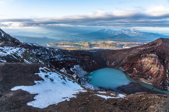 Lake in volcanic crater, Mutnovsky, Kamchatka Peninsula, Russia