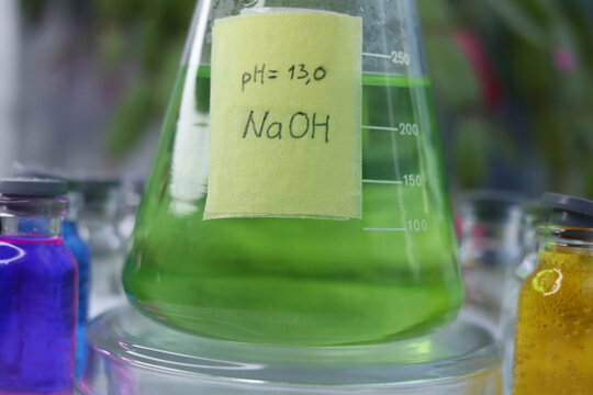 The sodium hydroxide solution has strongly alkaline pH.