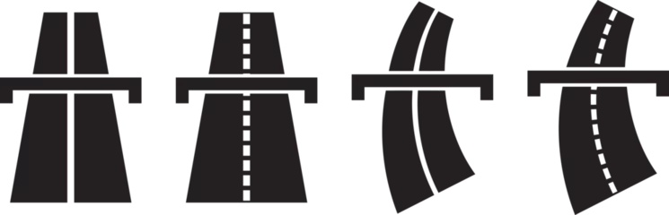 Foto op Plexiglas Highway icon set. Intersection of the road and the bridge illustration symbol. Sign motorway vector flat. © John Design
