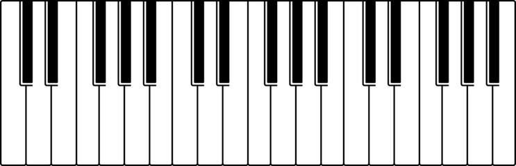 Piano keys. Musical instrument keyboard. Vector illustration.