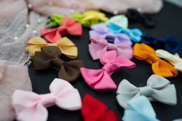 colored bow clips for a little girl's hair