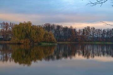 river with calm water in autumn