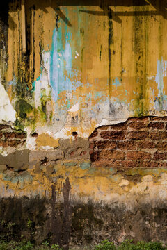 Abstract closeup of colorful wall, Kerala, India