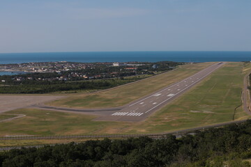 View of the runway on the coast of the sea
