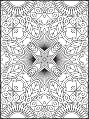 Flower Mandala Coloring Book For Adult. Mandala Coloring Pages. Black and white linear drawing. coloring page for children and adults. Coloring Book Page for Adult.