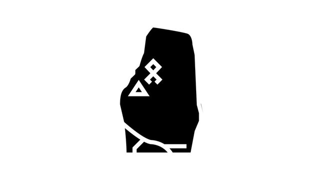 rune stone viking line icon animation