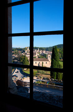 The village of Lourmarin as seen from a window of the Chateau de Lourmarin.