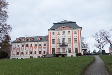 historical moravian silesian chateau with garden