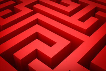 3d Red maze. Stok image. - obrazy, fototapety, plakaty