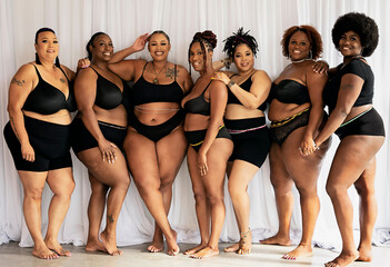 Seven Black women connecting and celebrating body positivity