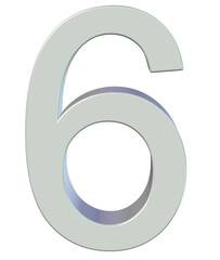 3d number  6 with metal