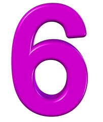 Number 6 in 3d pink color