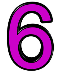 Number 6 in 3d pink color