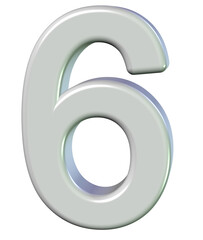 3d silver number 6