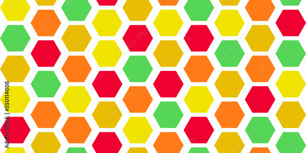 Poster Colored honeycombs for bees. Seamless pattern for interior and surfaces. Vector for print and various designs.