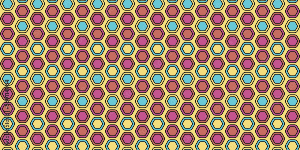 Aufkleber Colorful hexagons create a seamless textural ornament. Vector for print and different design.