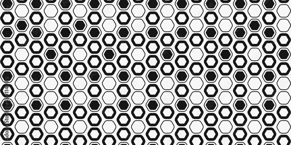 Fototapete black and white hexagons create a seamless textural ornament. vector for print and different design.