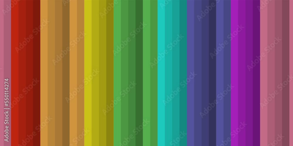 Poster Rainbow horizontal stripe pattern. Print and stylish interior design. Seamless vector decor pattern.
