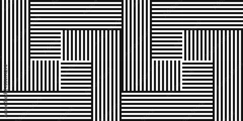 Poster black and white tiles with vertical and horizontal rectangles. print and stylish interior design. se