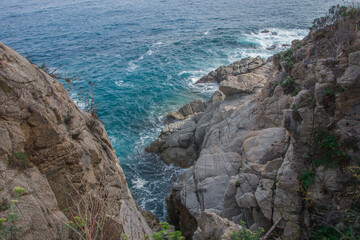 Fototapeta na wymiar Beautiful landscape, rocky shore of the mediterranean sea. Catalonia