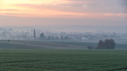 misty morning in a czech countryside landscape