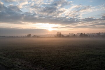 misty morning in a czech countryside landscape