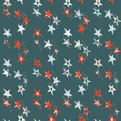 Seamless pattern with hand drawn doodle stars