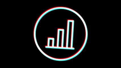 Positive business graph icon. Glitch effect. Business icon. Alpha channel