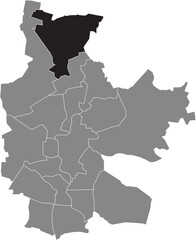 Black flat blank highlighted location map of the DÖBBRICK DISTRICT inside gray administrative map of COTTBUS, Germany