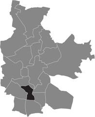 Black flat blank highlighted location map of the MADLOW DISTRICT inside gray administrative map of COTTBUS, Germany