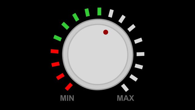 button animation knob of maximum and minimum volume, on a transparent background with alpha channel at zero