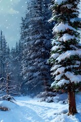 The forest is a winter wonderland, the trees are covered in snow and icicles. The ground is blanketed in a layer of fresh white powder. It's so tranquil and hushed, you can almost hear the sound of