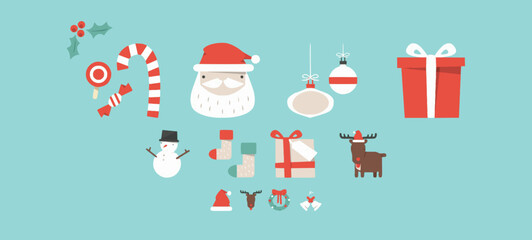 Obraz na płótnie Canvas Christmas Icons stickers logo illustrations