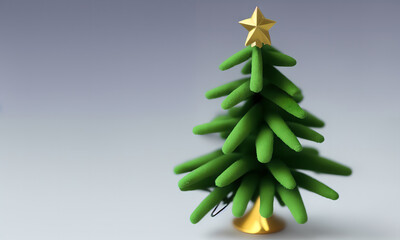 Miniature Christmas tree with negative copy space for text