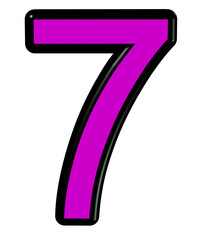 Number 7 in 3d pink color