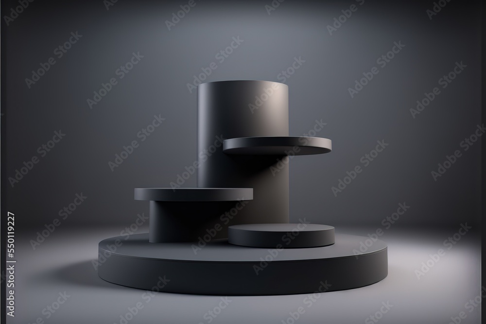 Poster 3d platform studio display scene with render platform. podium, pedestal, layout, template for the pr