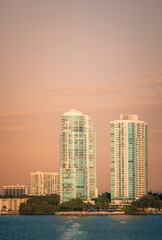 country skyline at sunset Brickell 