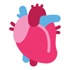 Anatomical Heart vector flat icon. İsolated red anatomical heart with veins sign design.