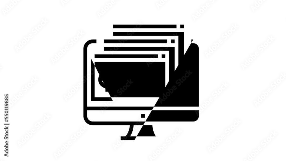 Poster malware software line icon animation