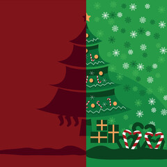 Hand created digital illustration of Christmas tree dame out of paper cards