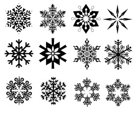 Collection of frosted snowflake icons, vectors for web
