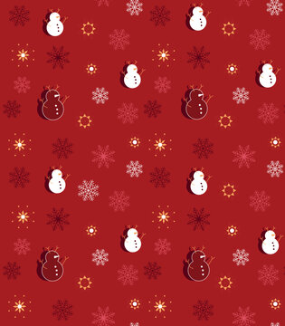 Holidays Merry Christmas and Happy New Year template on red table background. Happy Merry Christmas and New Year. Top view, flat lay, copy space.