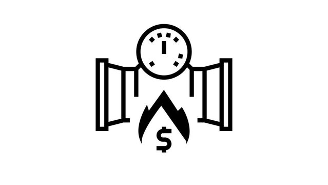 oil asset inflation line icon animation