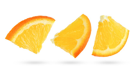 Orange fruit slices set isolated