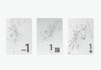 Vector A4 cover templates for brochure, flyer layout, booklet, book. Abstract background with connecting lines and dots. Network technology concept