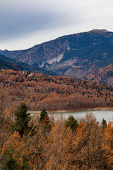landscape with mountains and lake